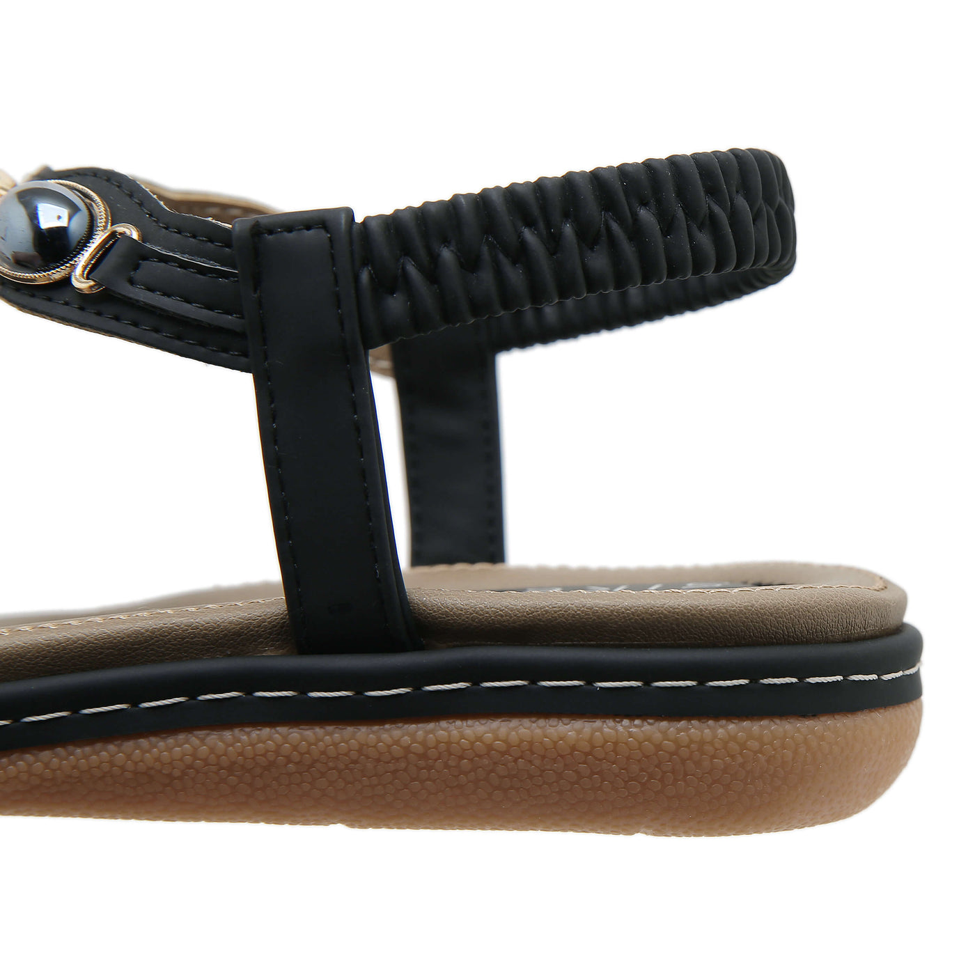 Siketu | Pearl Beaded Thong Sandal - black