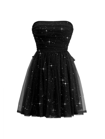 Ellison Strapless Bow Detailed Mini Dress - black