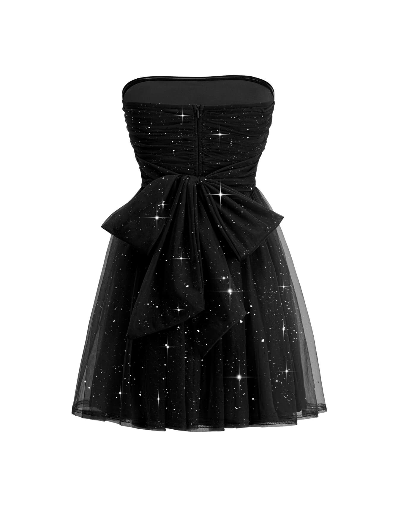 Ellison Strapless Bow Detailed Mini Dress - black