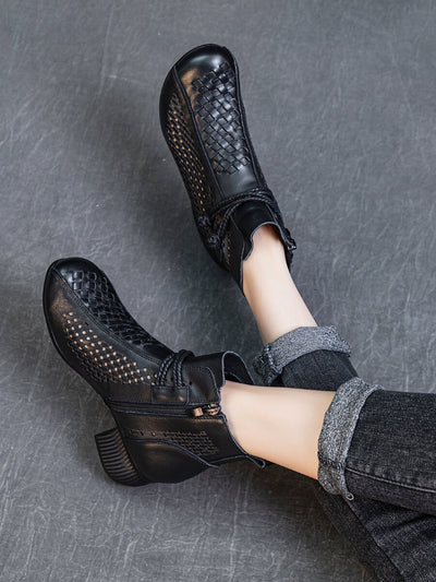 Rumour Has It | Boho Breeze Leather Ankle Boot - black