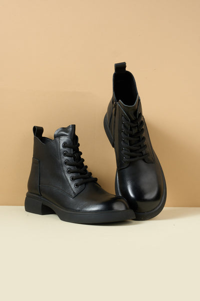 Rumour Has It | Brycen II Leather Combat Boot - black