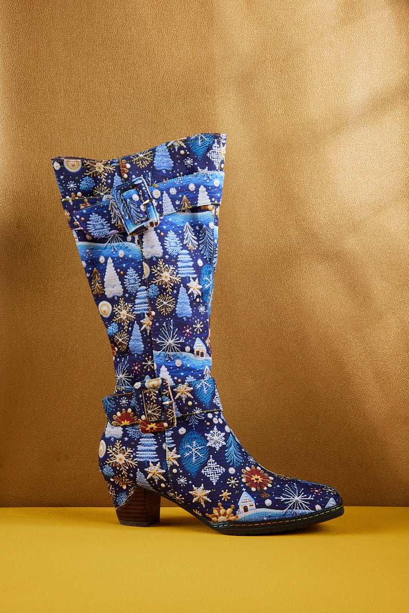 Soffia | Stanta Carnival Christmas Theme Knee-High Boots - Blue