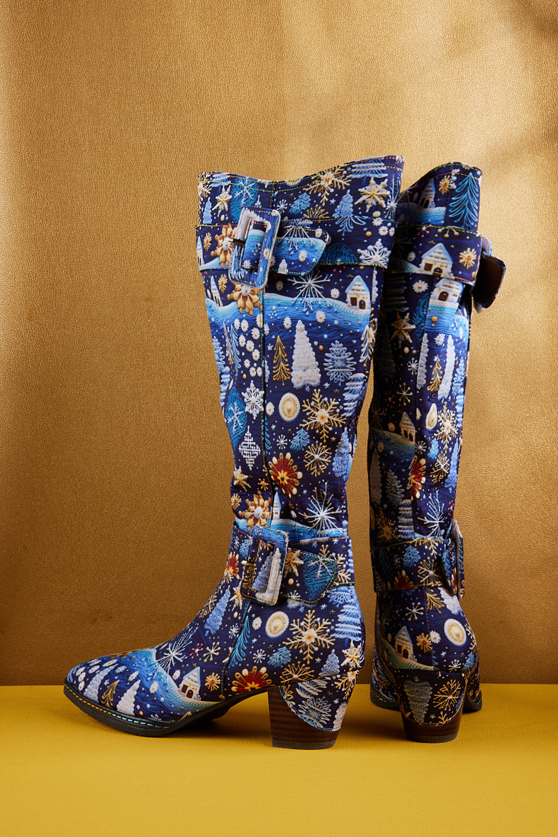 Soffia | Stanta Carnival Christmas Theme Knee-High Boots - Blue