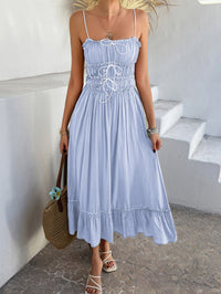 Spring Breath Smocked Maxi Dress - blue