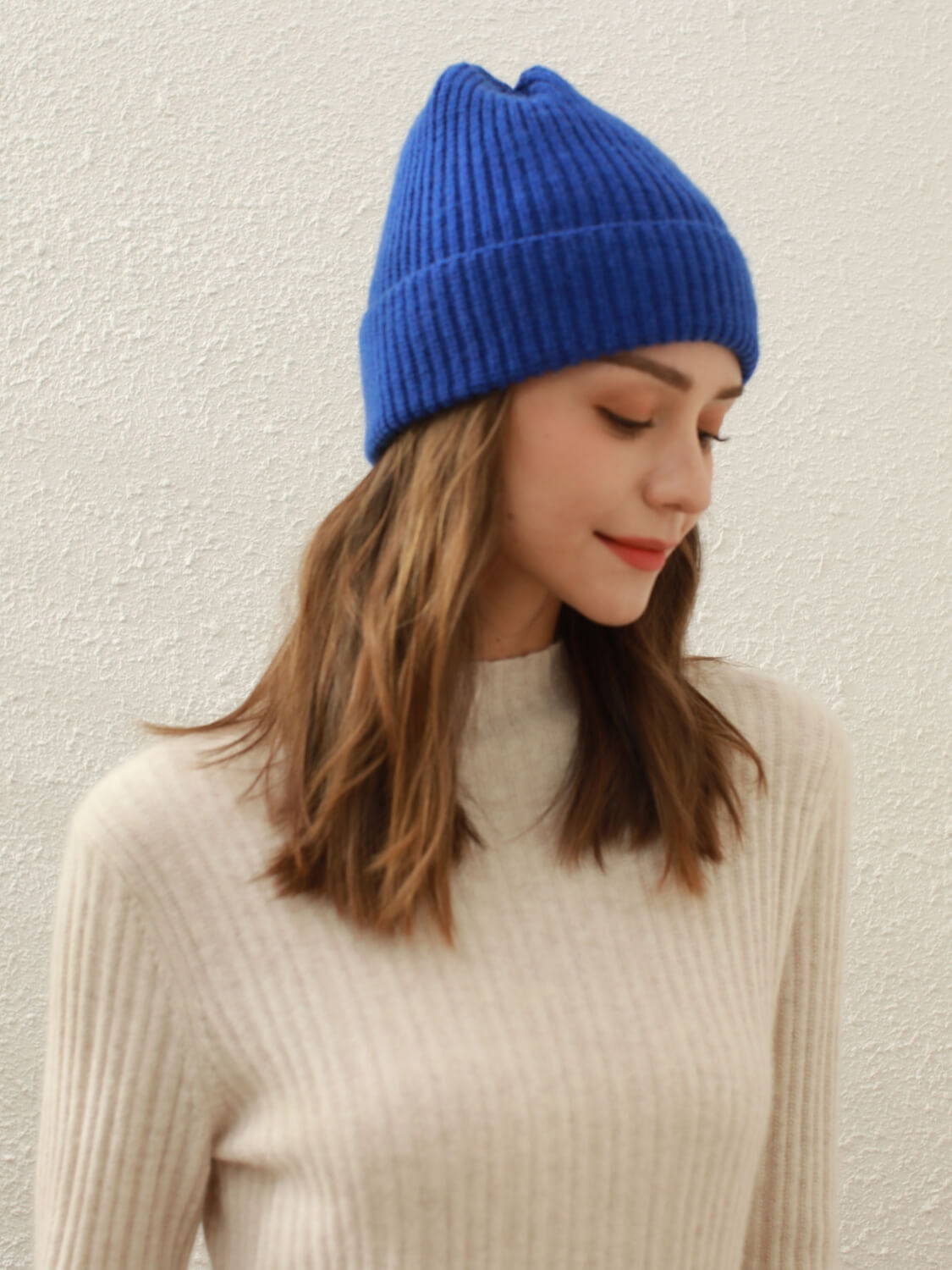 Arctic Velvet Wool Blend Beanie - Blue