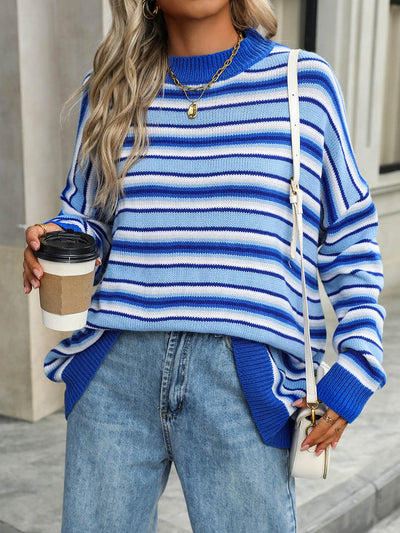 Pippa Striped Knit Sweater - Blue