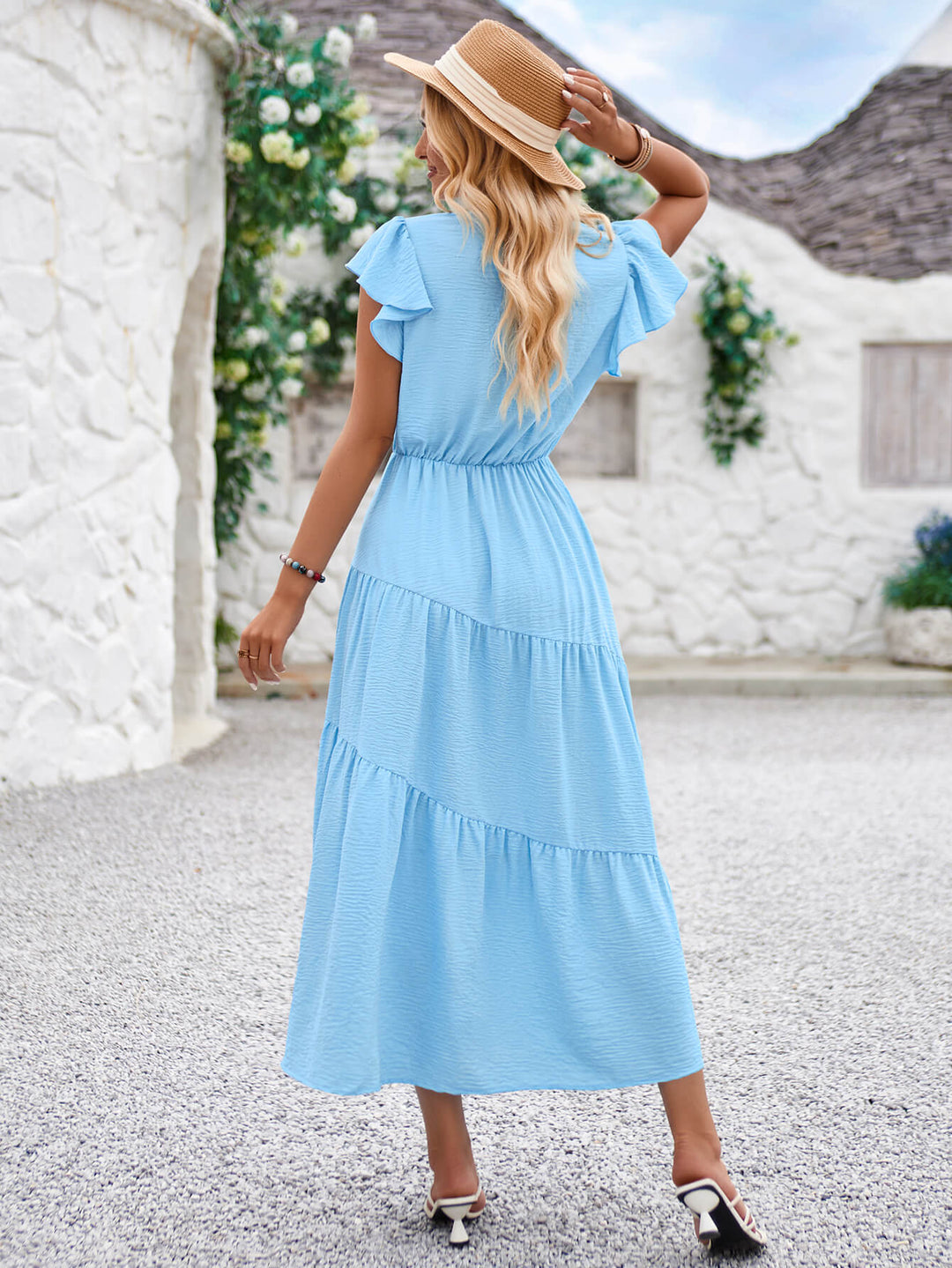 Western Wear Online Fashion Dresses TIAFORD Women's Short Sleeve Boho  Floral Print Maxi Dresses Casual V