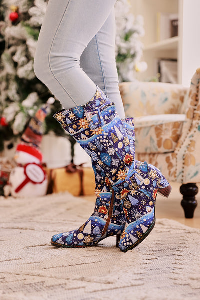 Soffia | Stanta Carnival Christmas Theme Knee-High Boots - Blue