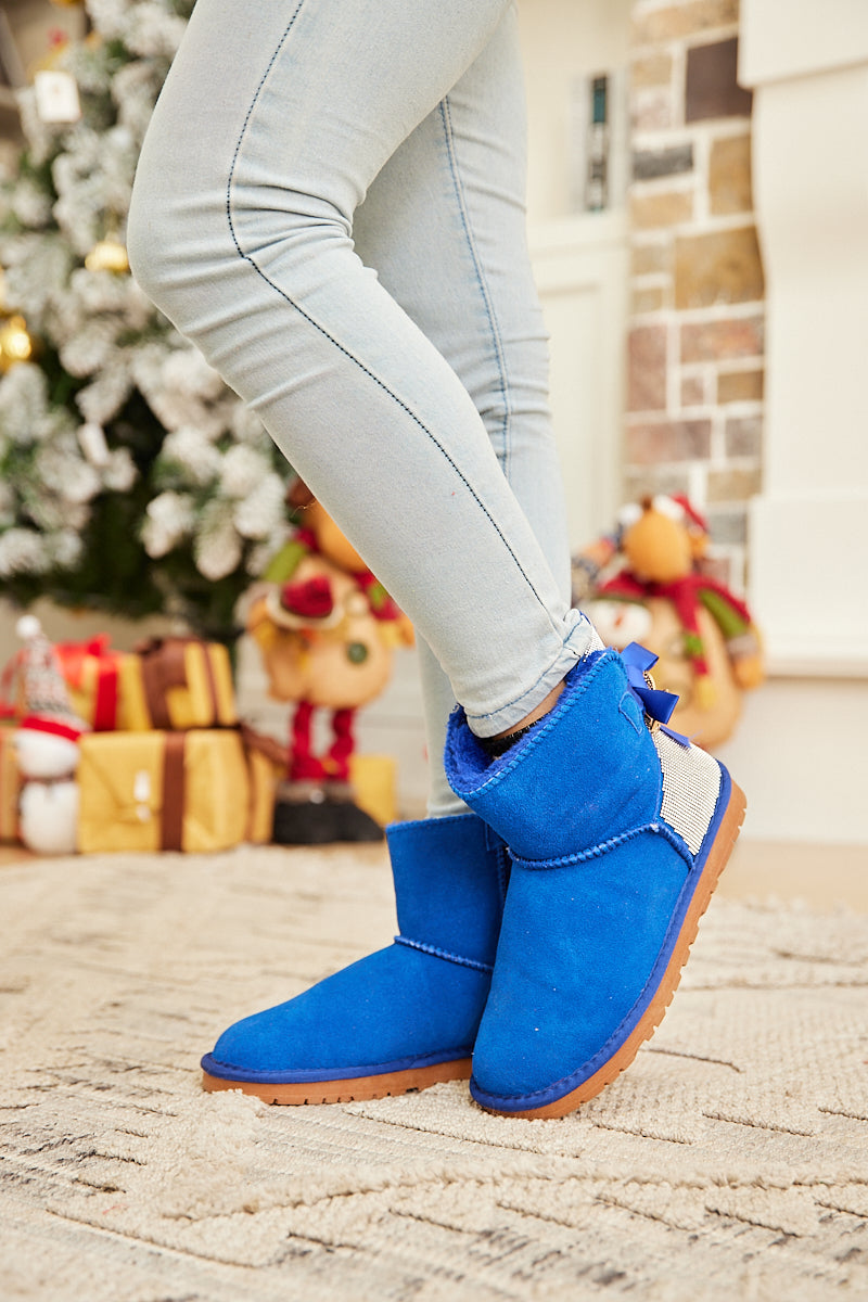 SMAIBULUN Ugg | Rhinestone Bailey Bow Sequin Ugg Boots - Blue