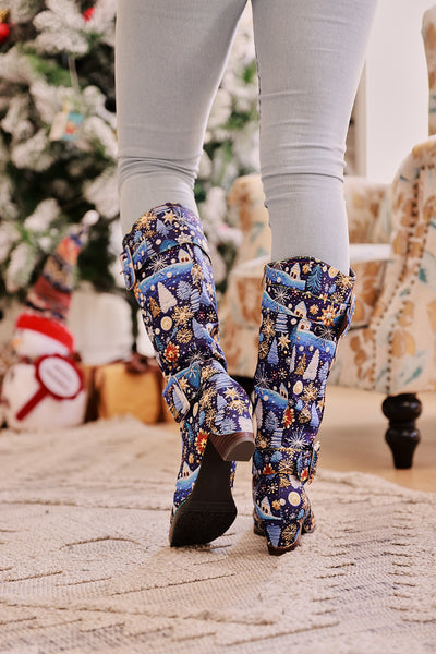 Soffia | Stanta Carnival Christmas Theme Knee-High Boots - Blue