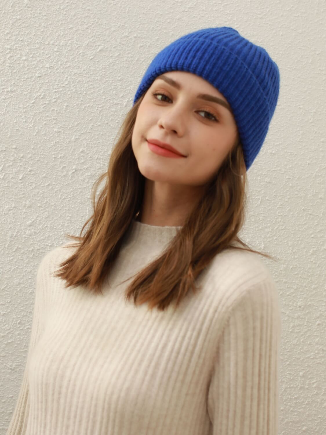 Arctic Velvet Wool Blend Beanie - Blue