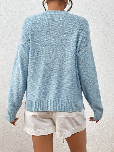 America Mom Knit Pullover Sweater - Blue