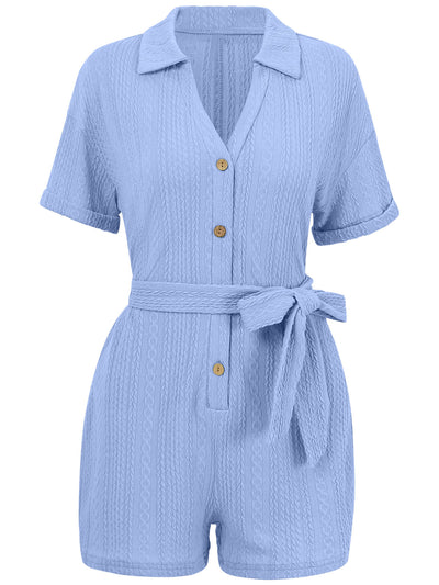 Grinnell Button Front Romper - Blue