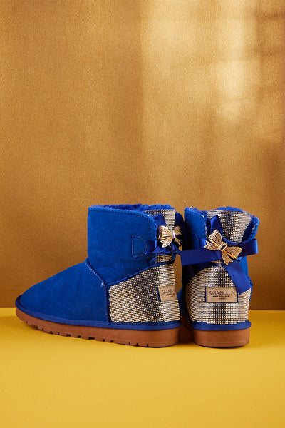 SMAIBULUN Ugg | Rhinestone Bailey Bow Sequin Ugg Boots - Blue