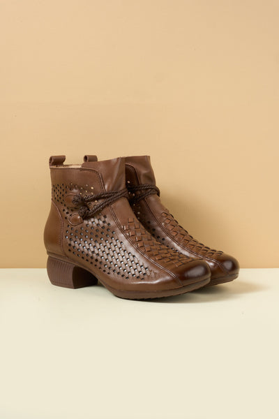 Rumour Has It | Boho Breeze Leather Ankle Boot - brown