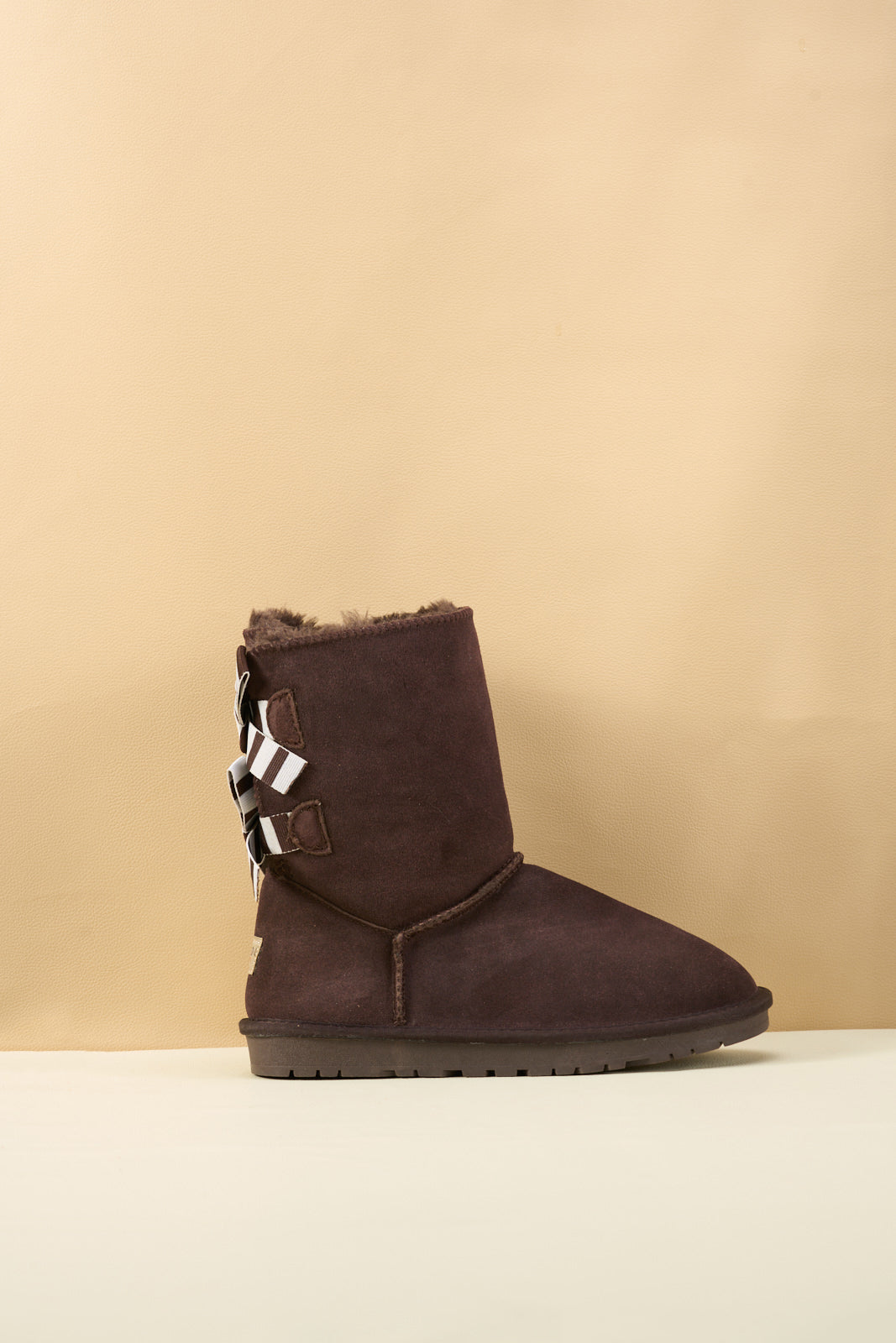 Smaibulun Ugg | Serenity Striped Bailey Bow Shearling Boots - Brown