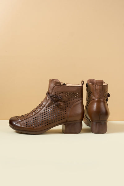 Rumour Has It | Boho Breeze Leather Ankle Boot - brown