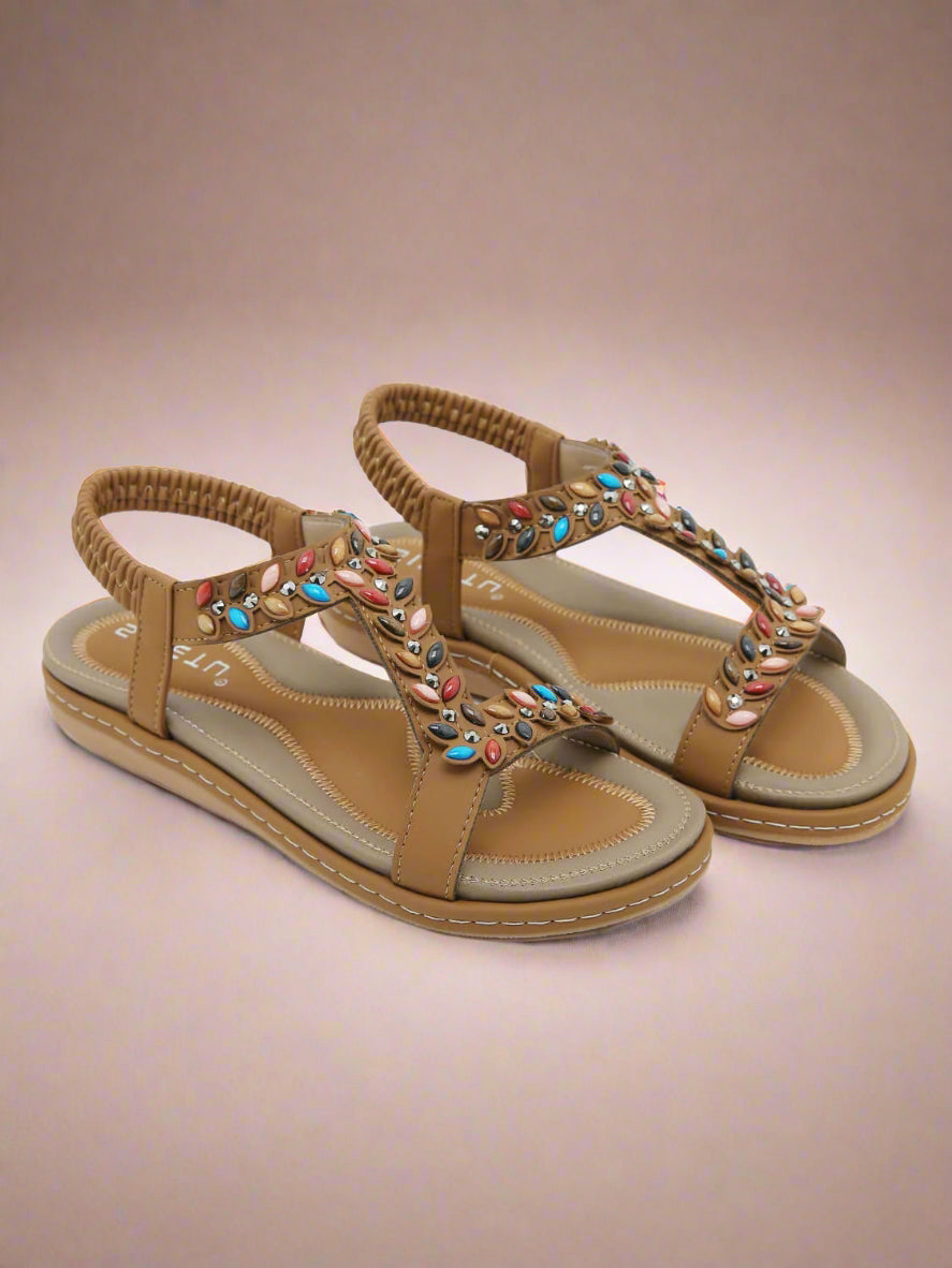 Siketu | Serenade Beaded Comfort Sandal - brown