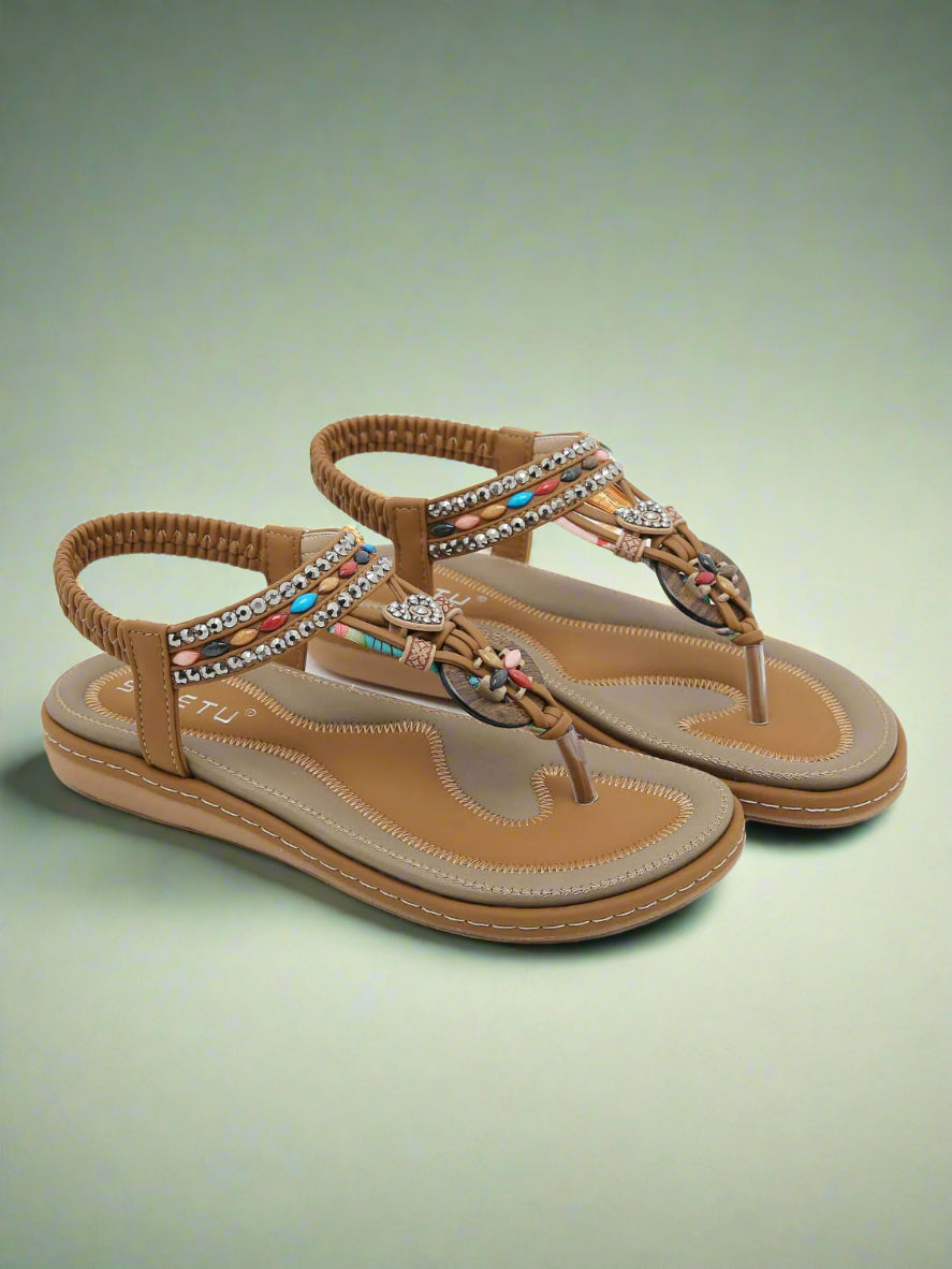 Siketu | Wander Beaded Thong Sandal - brown