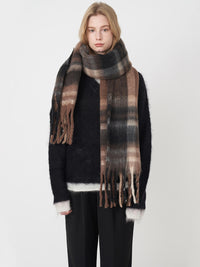 Mitchell Gradient Tassel Blanket Scarf - brown