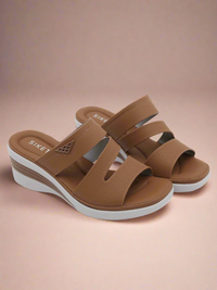 Siketu | Rica Cushioned Wedge Slides - Brown