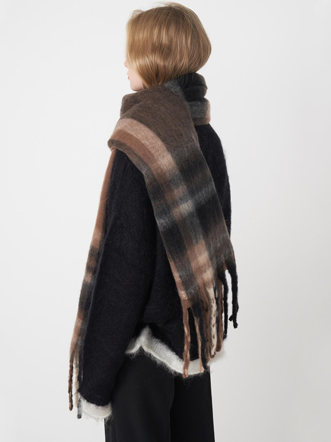 Mitchell Gradient Tassel Blanket Scarf - brown