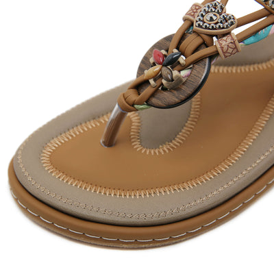 Siketu | Wander Beaded Thong Sandal - brown