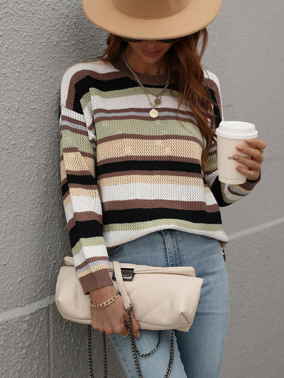 Nomad Dreams Multicolor Striped Sweater - Brown