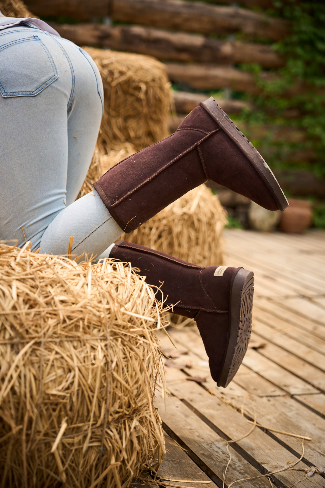 UGG online Womens Brown Linford 1012554 Suede Side Zip Mid Calf Winter Boots Sz US 9.5