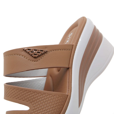 Siketu | Rica Cushioned Wedge Slides - Brown