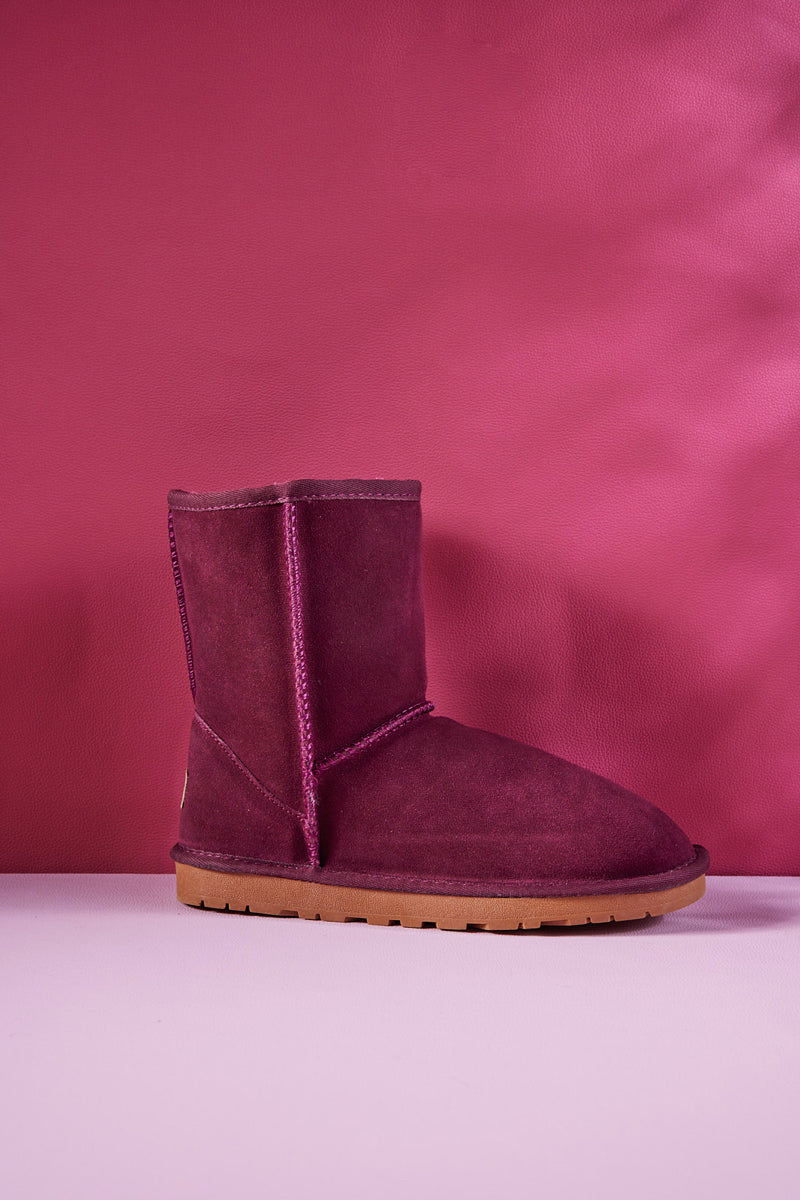 Smaibulun Ugg | Lovett Wool Blend Suede Shearling Boots - Claret