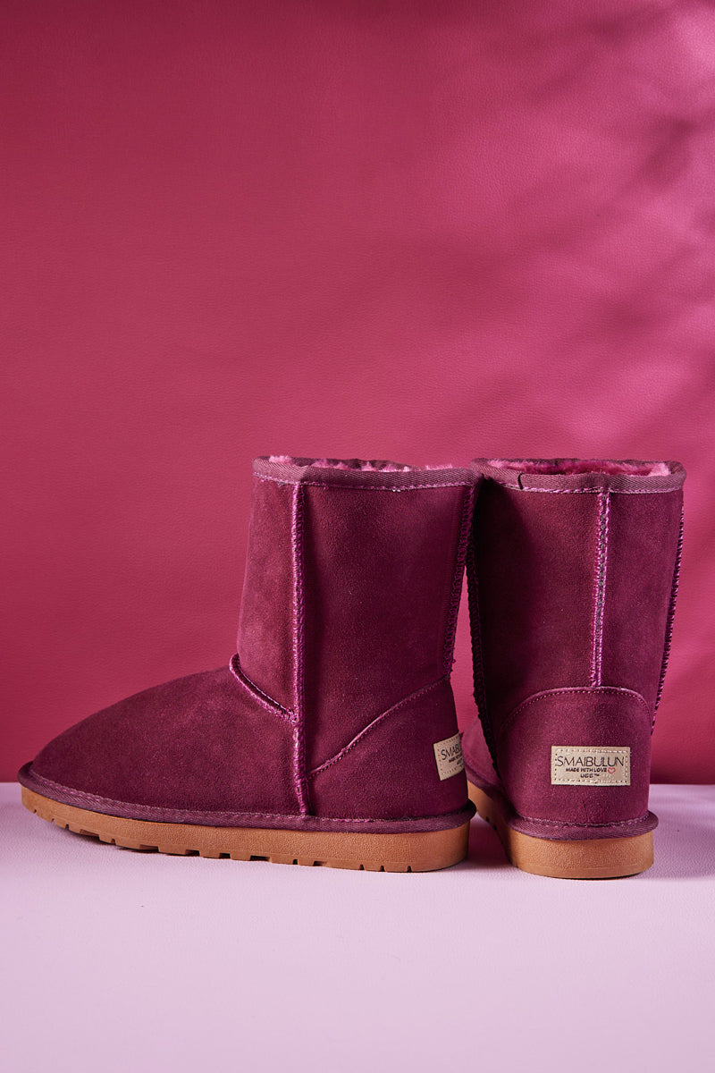 Smaibulun Ugg | Lovett Wool Blend Suede Shearling Boots - Claret