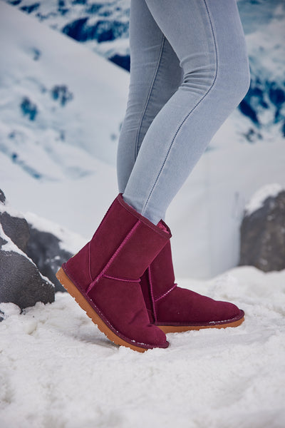 Smaibulun Ugg | Lovett Wool Blend Suede Shearling Boots - Claret