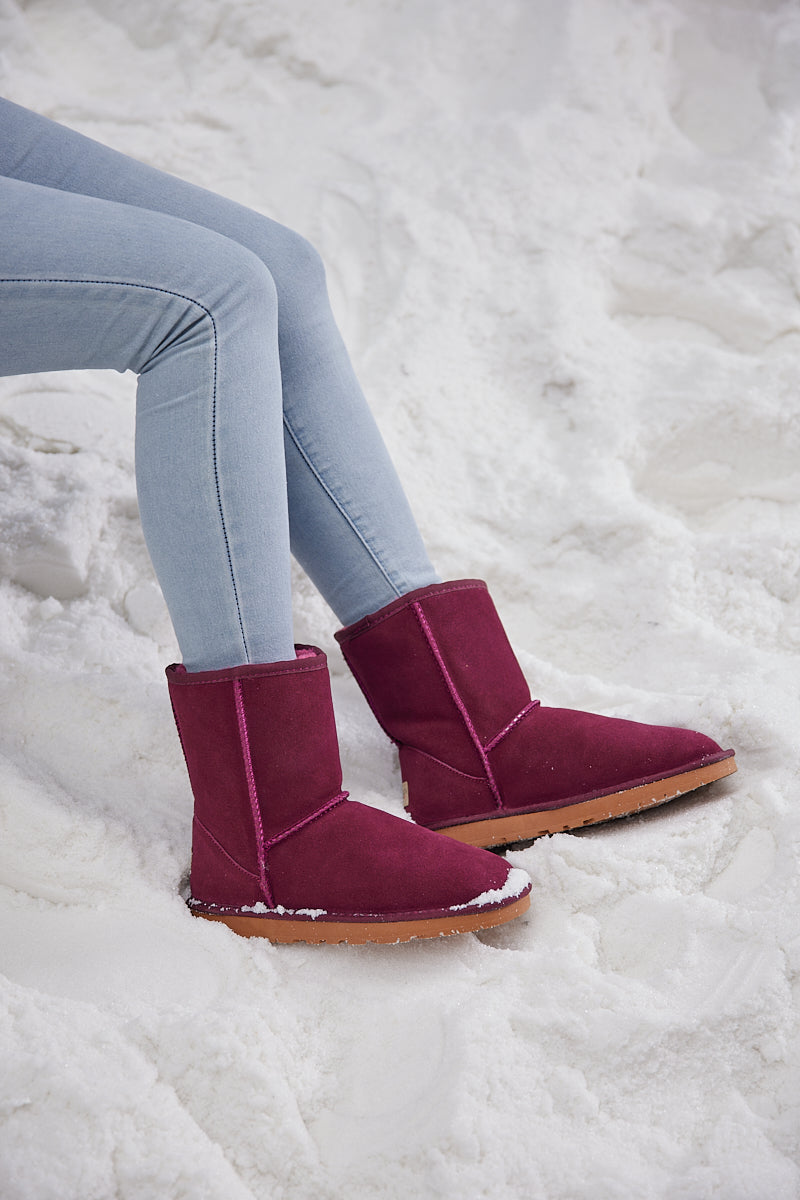 Smaibulun Ugg | Lovett Wool Blend Suede Shearling Boots - Claret