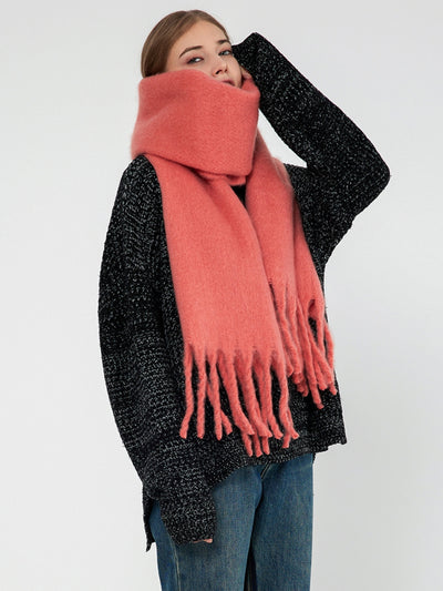 Catalog Tassel Blanket Scarf - Coral