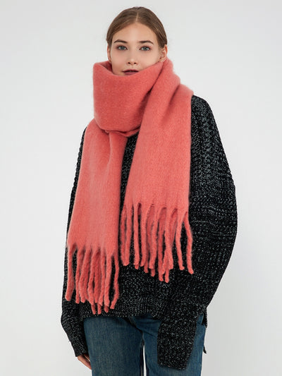 Catalog Tassel Blanket Scarf - Coral