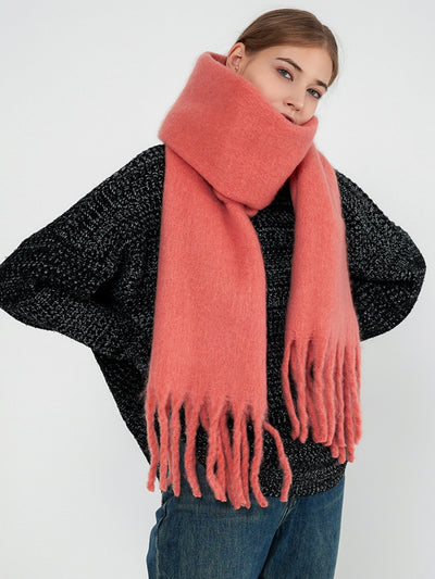 Catalog Tassel Blanket Scarf - Coral