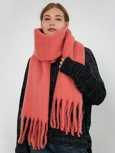 Catalog Tassel Blanket Scarf - Coral