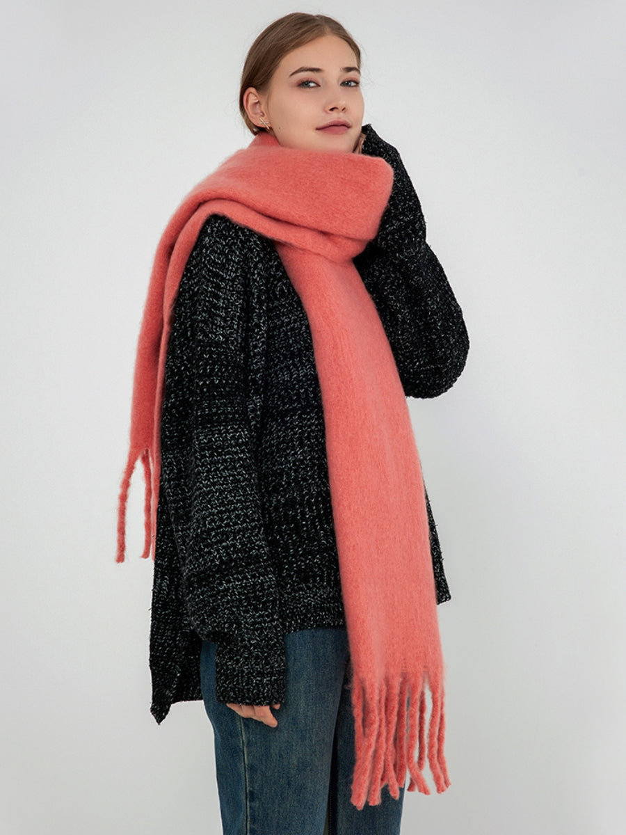 Catalog Tassel Blanket Scarf - Coral