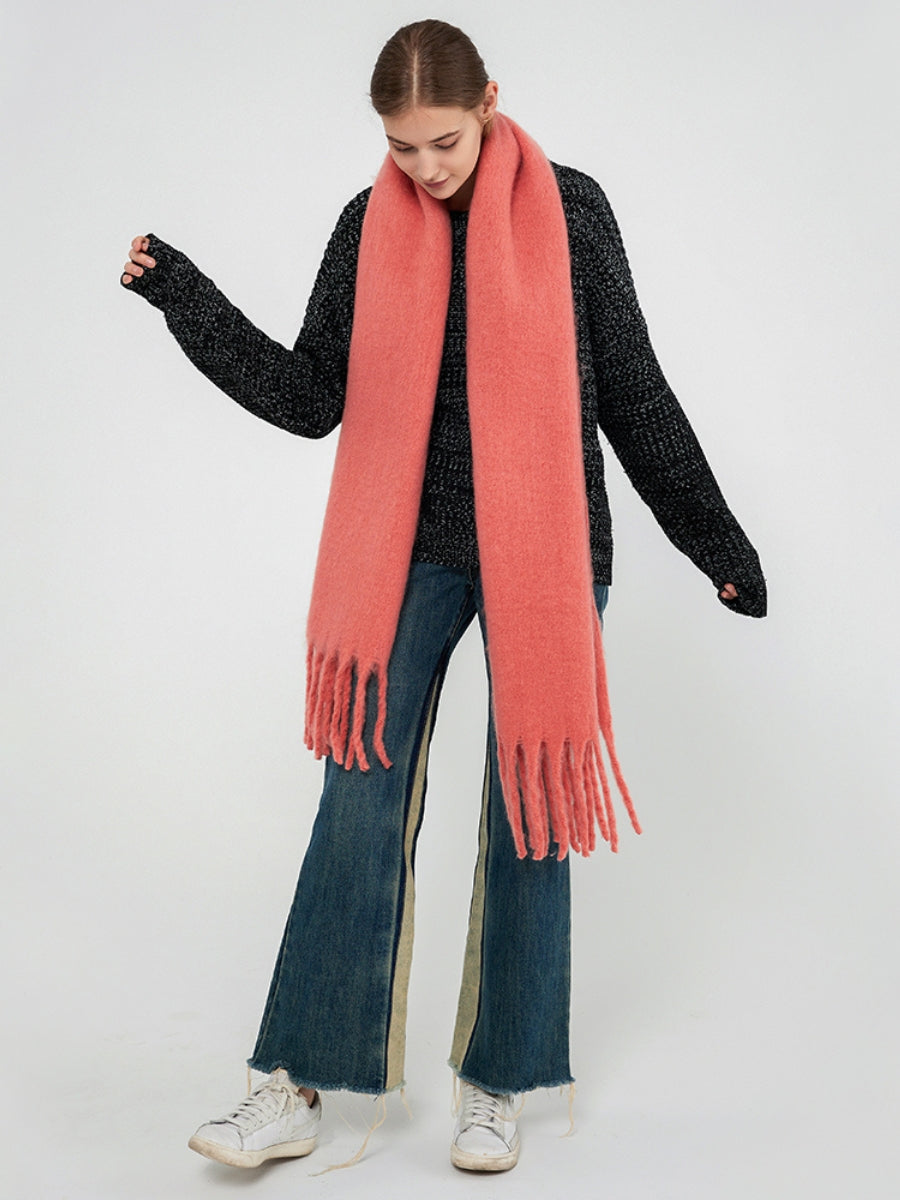 Catalog Tassel Blanket Scarf - Coral