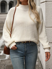 Billie Pom Mock Neck Sweater - Cream