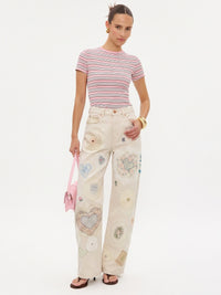 Coastal Calls Mid-Rise Straight Leg Jeans - cream