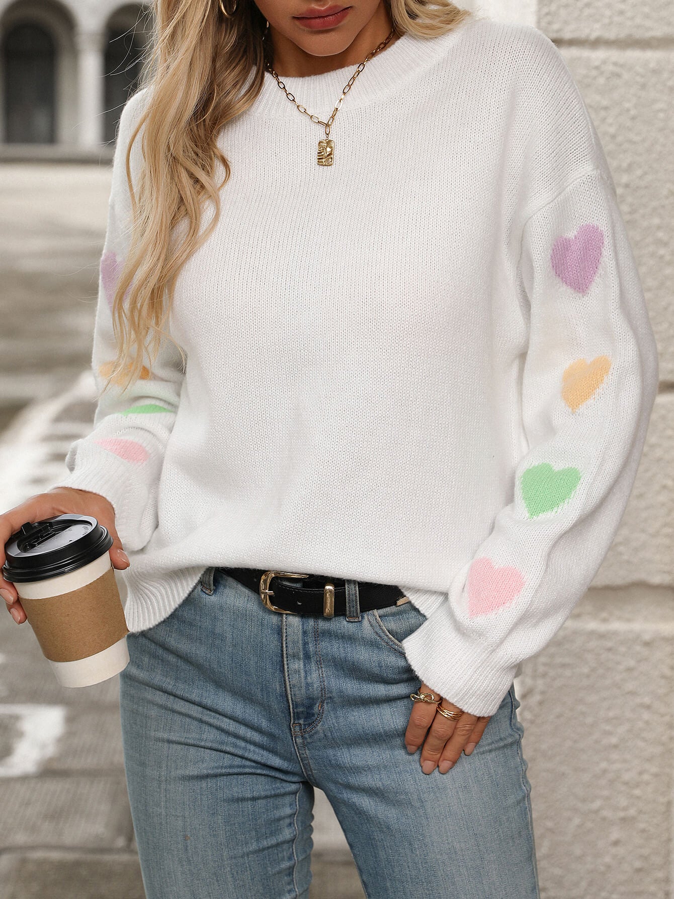 Holding My Heart Pullover Sweater - Cream