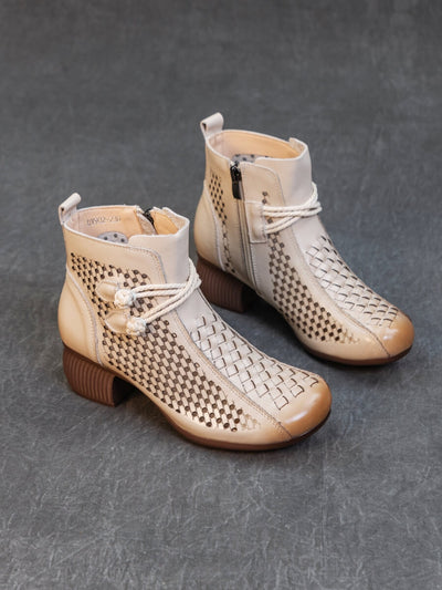 Rumour Has It | Boho Breeze Leather Ankle Boot - cream