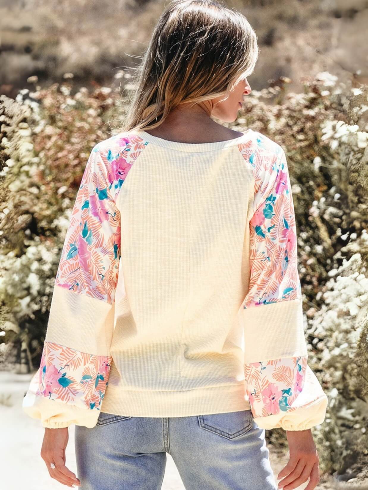 Blooming Spring Belle Floral Sleeve Sweater