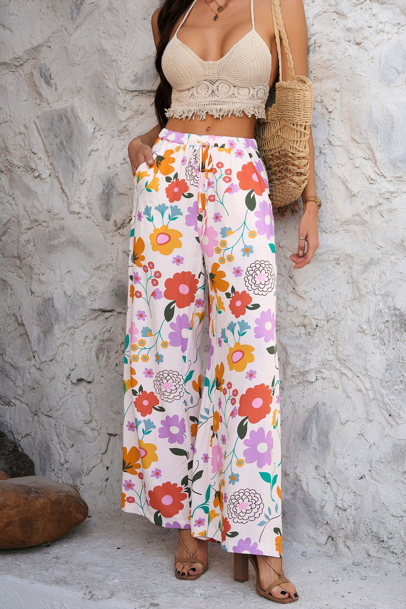 Yacht Party Wide Leg Pants - cream