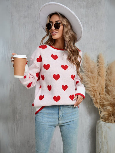 Fall In Your Heart Knit Sweater - Cream