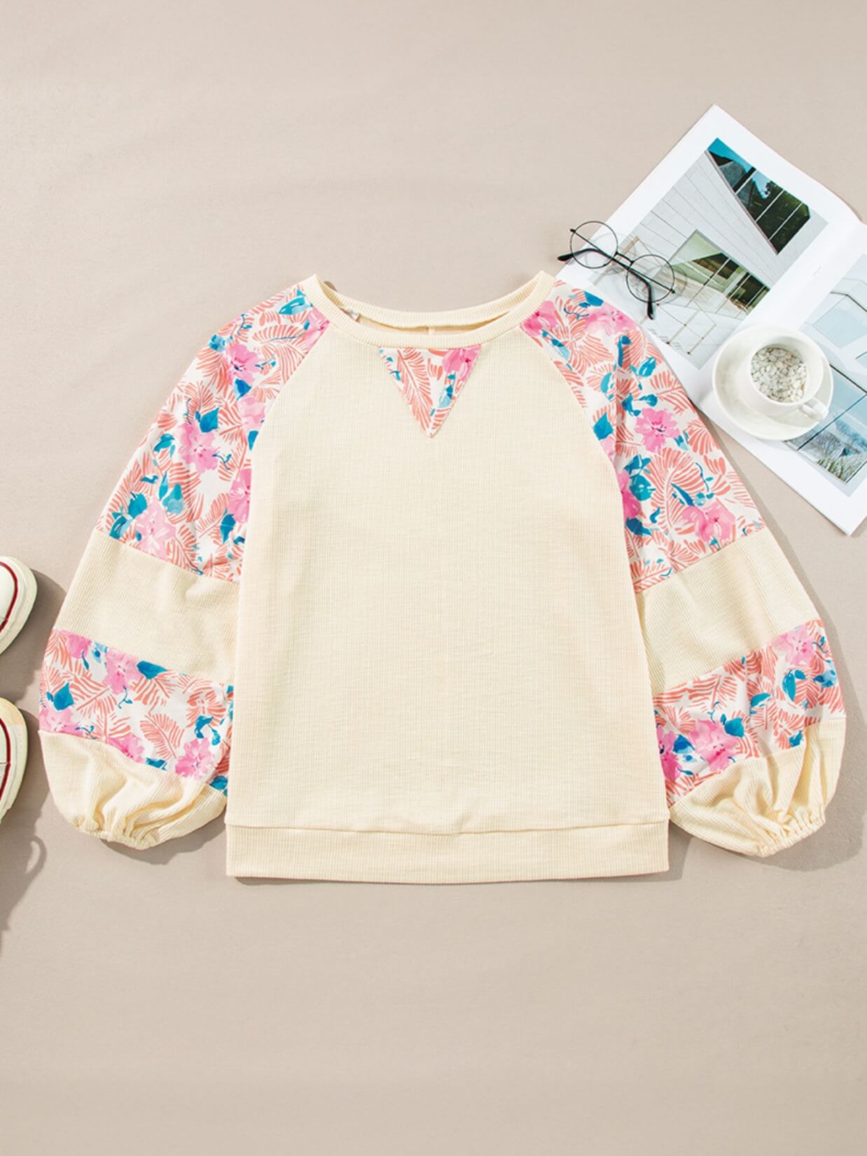 Blooming Spring Belle Floral Sleeve Sweater