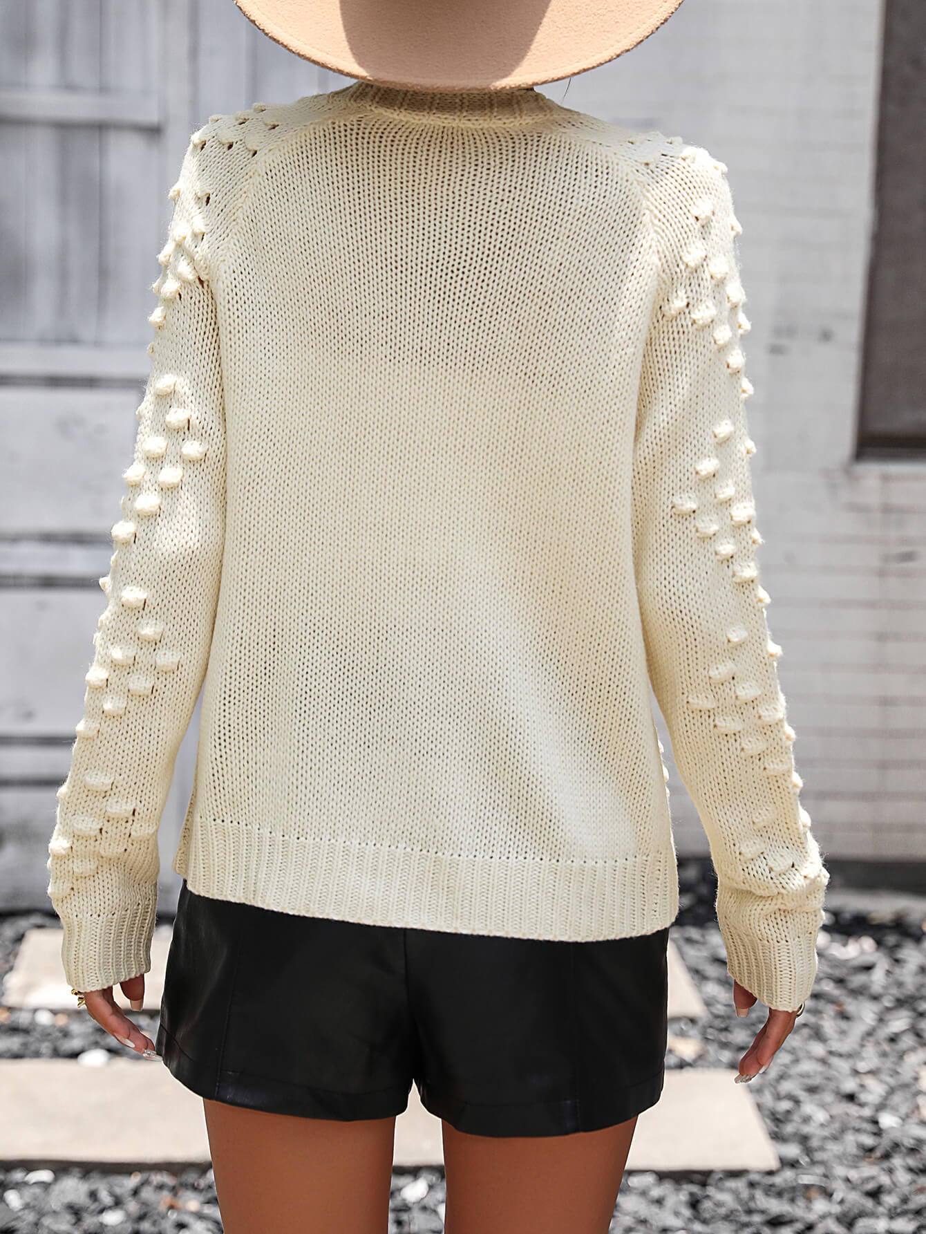 Billie Pom Open Sweater Cardigan - Cream