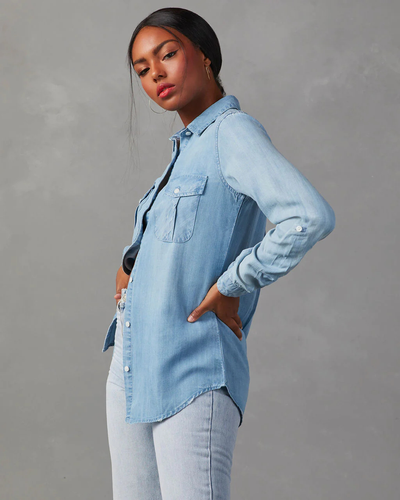 Industry Cargo Denim Shirt - Light Blue